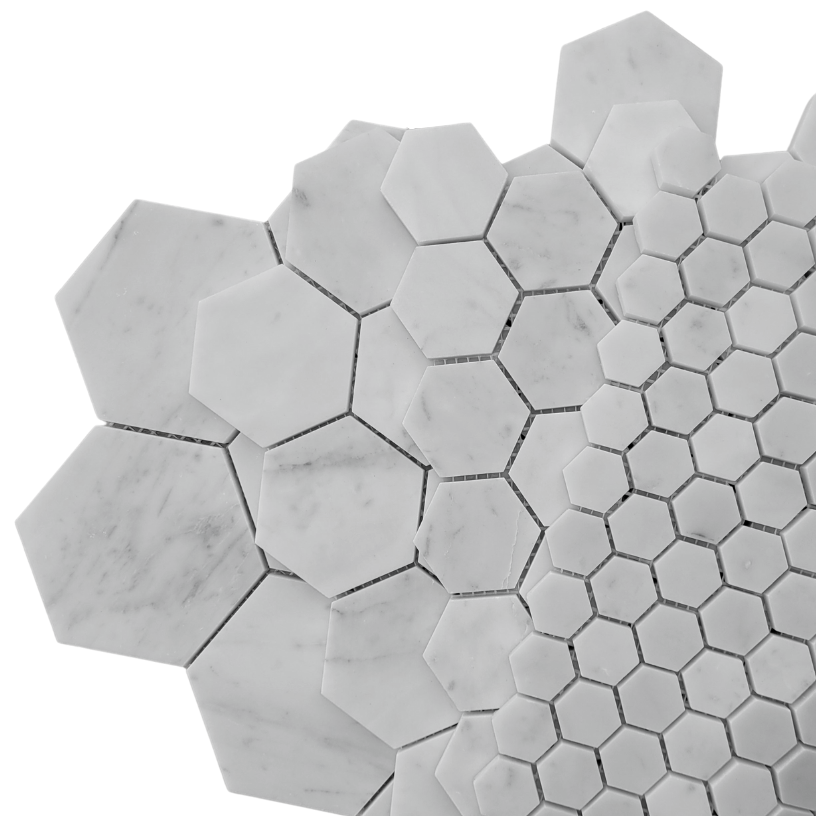 Carrara Marble Hexagon Mosaic Tiles Buy Online Ammonite Living